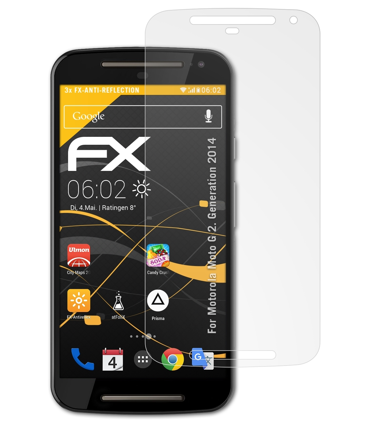 ATFOLIX 3x FX-Antireflex Motorola Displayschutz(für Generation (2. G 2014)) Moto
