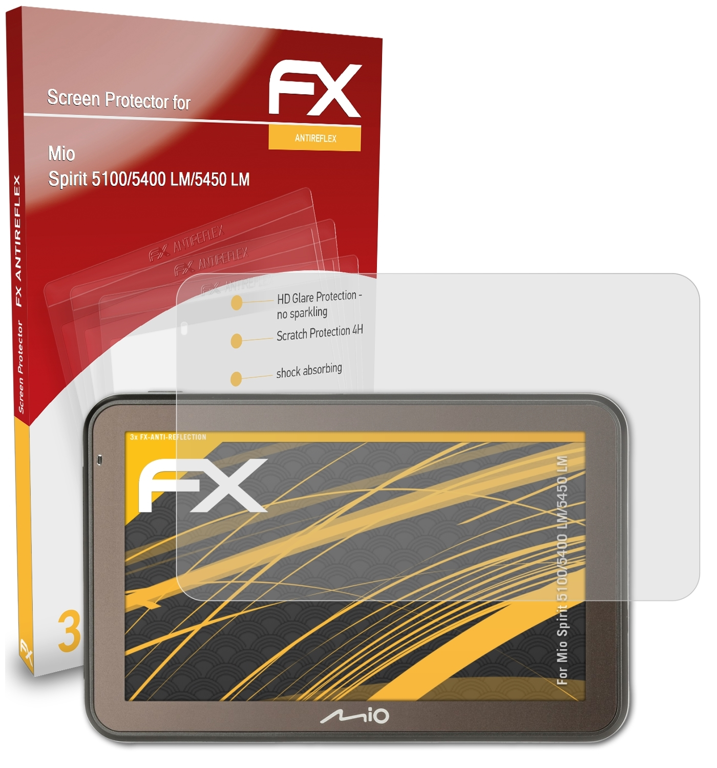 ATFOLIX 3x FX-Antireflex Displayschutz(für Mio LM) LM/5450 Spirit 5100/5400