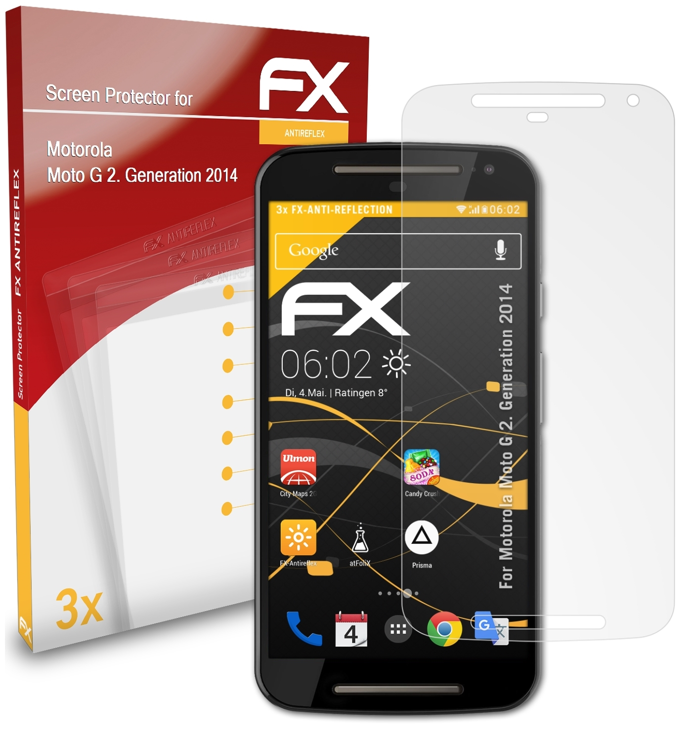 ATFOLIX 3x FX-Antireflex Displayschutz(für Motorola Moto G (2. 2014)) Generation