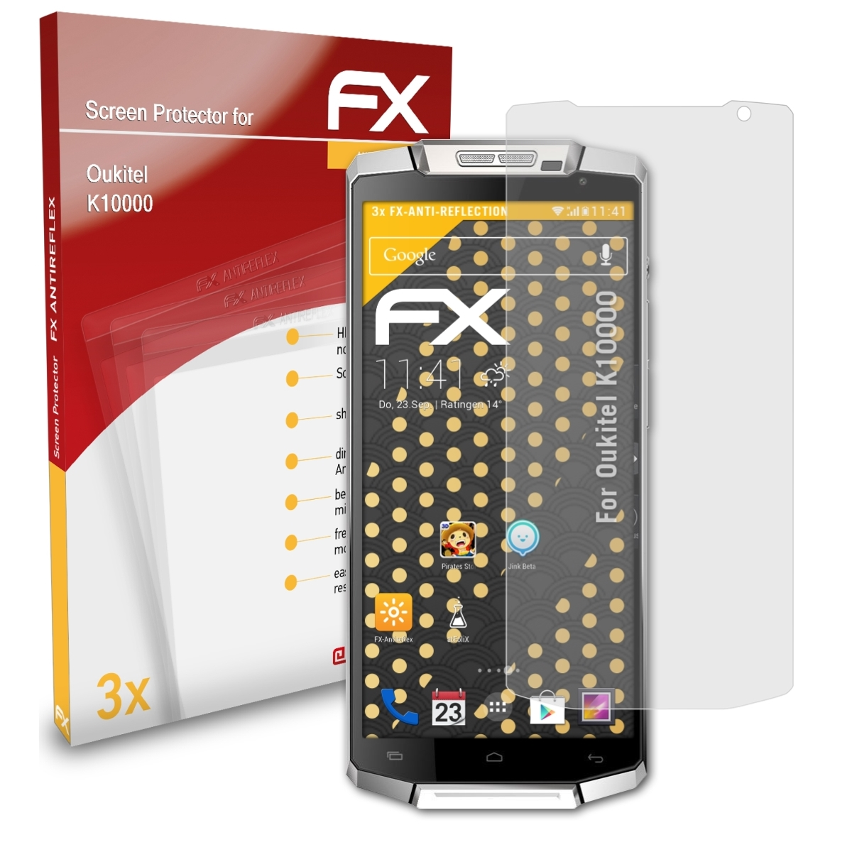 ATFOLIX Oukitel Displayschutz(für 3x FX-Antireflex K10000)