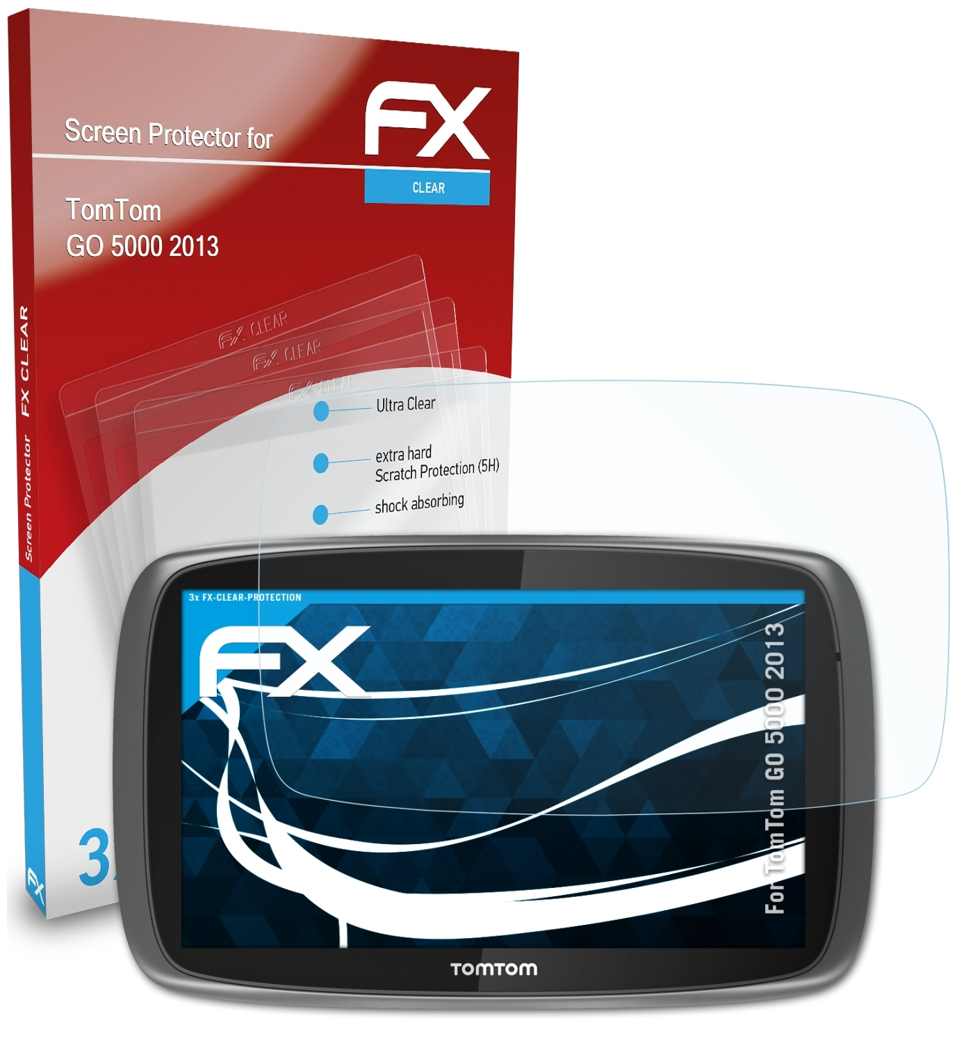 ATFOLIX 3x FX-Clear 5000 TomTom (2013)) GO Displayschutz(für