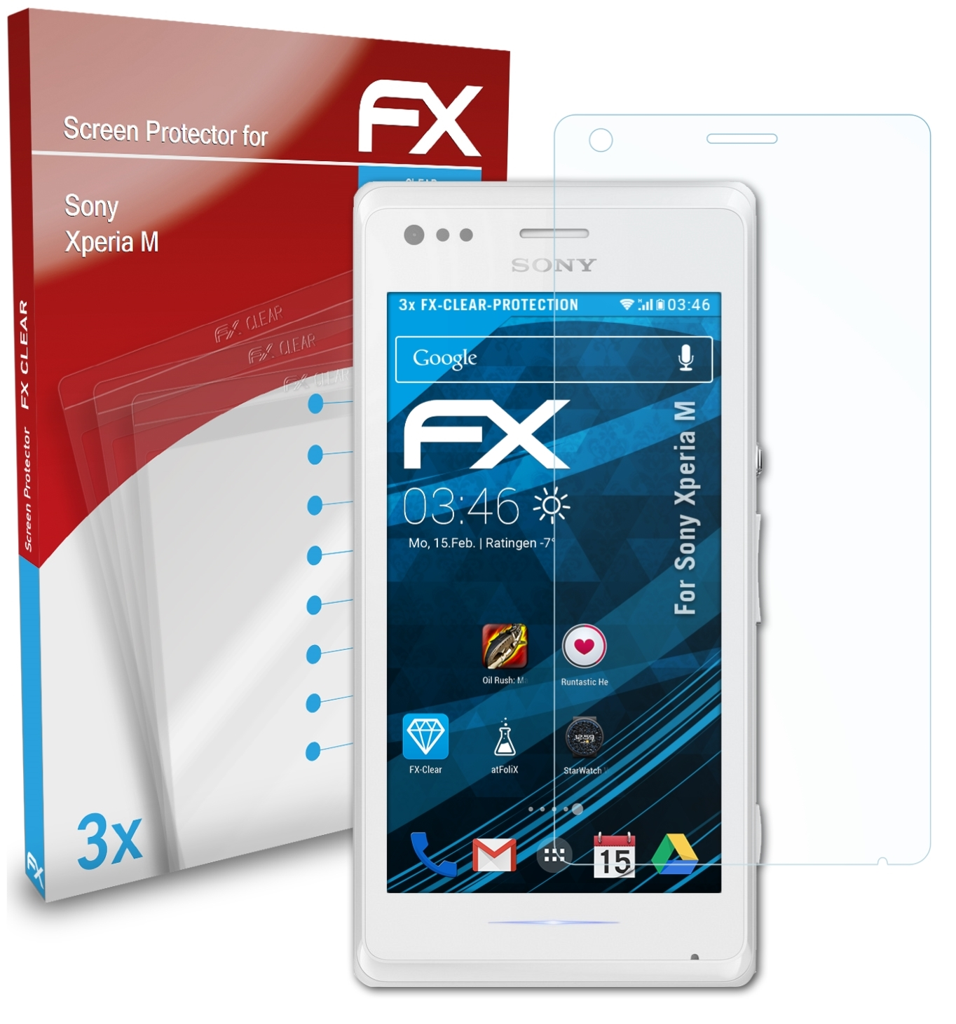ATFOLIX FX-Clear Displayschutz(für Xperia M) Sony 3x