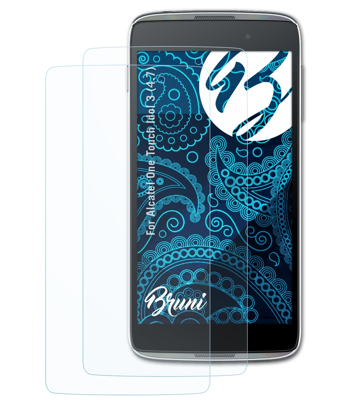 BRUNI 2x Basics-Clear Schutzfolie(für Alcatel Touch 3 Idol (4.7)) One