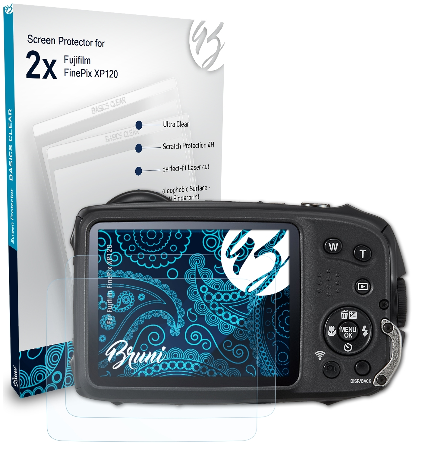 BRUNI 2x FinePix Fujifilm XP120) Schutzfolie(für Basics-Clear