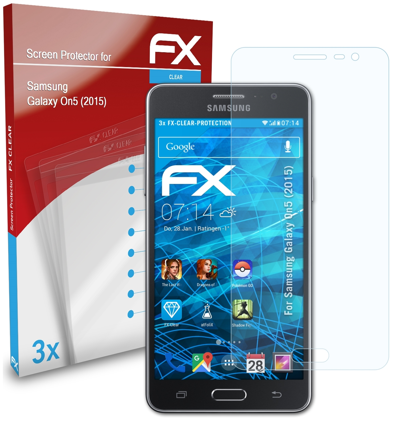 (2015)) 3x ATFOLIX Samsung FX-Clear Displayschutz(für Galaxy On5