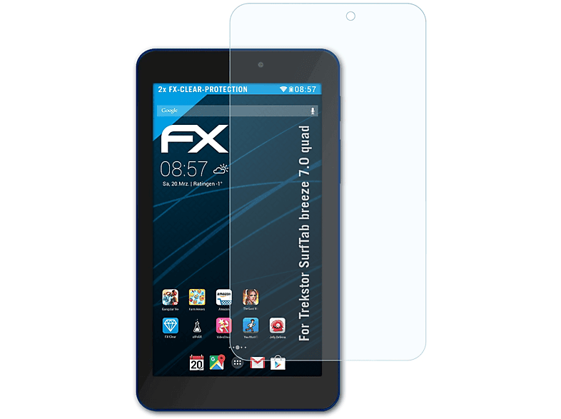 ATFOLIX 2x FX-Clear Displayschutz(für Trekstor 7.0 breeze SurfTab quad)
