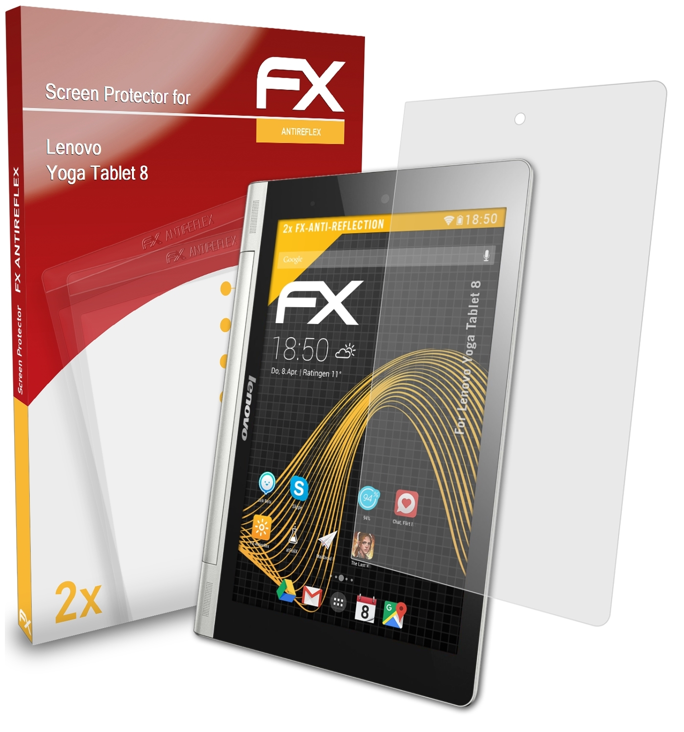 8) 2x Tablet Lenovo FX-Antireflex Yoga Displayschutz(für ATFOLIX