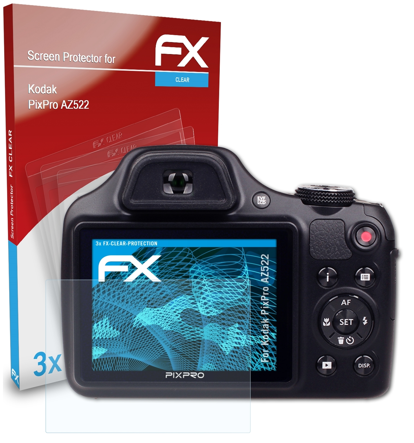 Kodak ATFOLIX 3x AZ522) FX-Clear PixPro Displayschutz(für