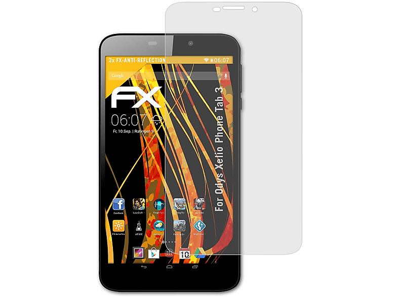 ATFOLIX 2x FX-Antireflex Displayschutz(für Odys Xelio Phone Tab 3)