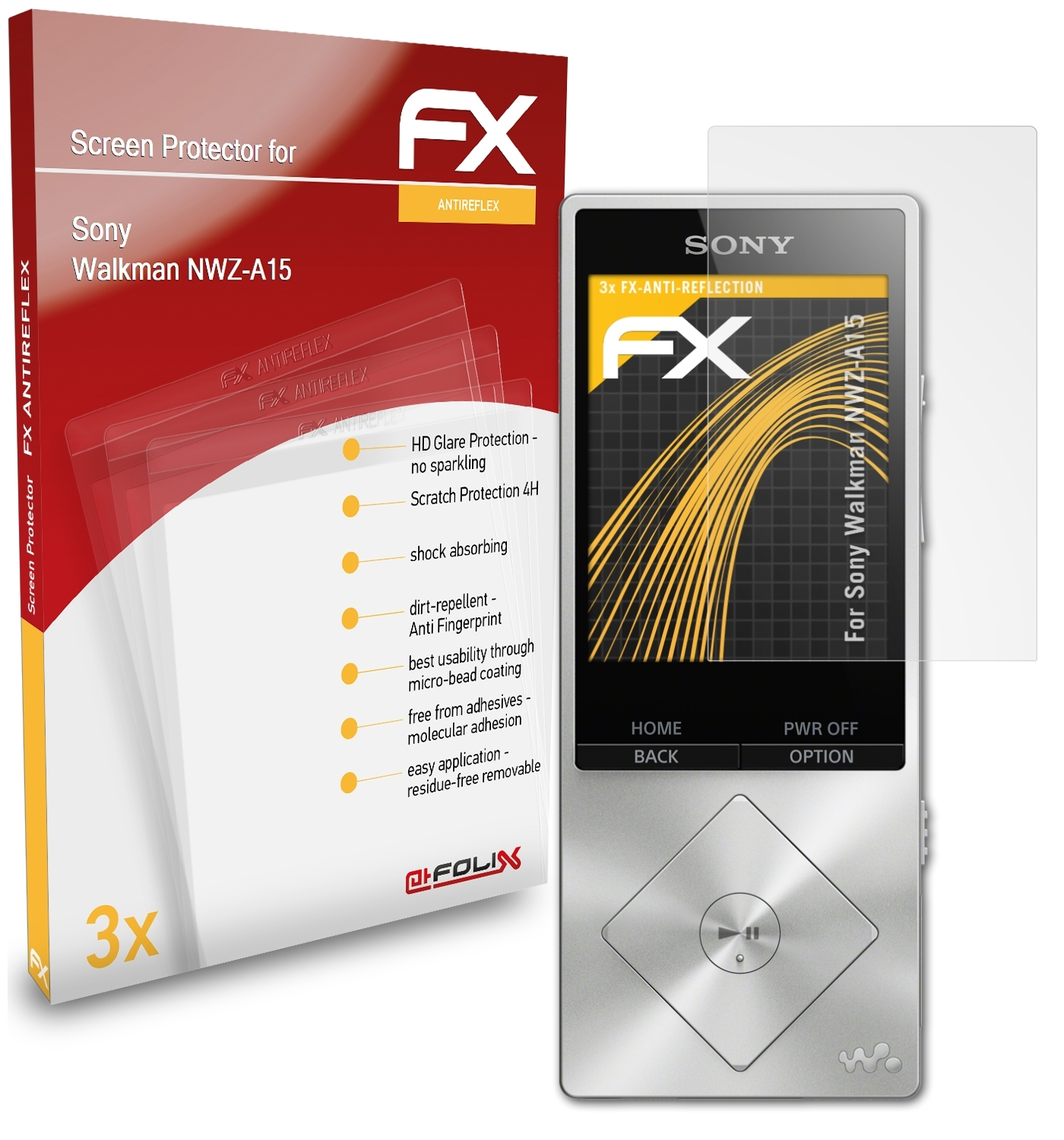 NWZ-A15) Walkman ATFOLIX Sony 3x Displayschutz(für FX-Antireflex