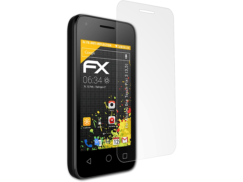 ATFOLIX 3x FX-Antireflex Displayschutz(für Alcatel One Touch Pixi 3 (3,5))