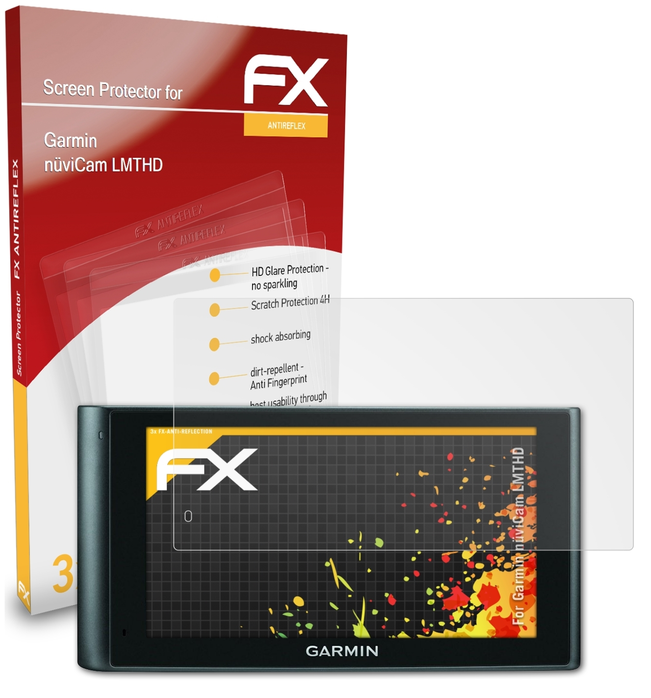 ATFOLIX 3x FX-Antireflex Displayschutz(für Garmin LMTHD) nüviCam