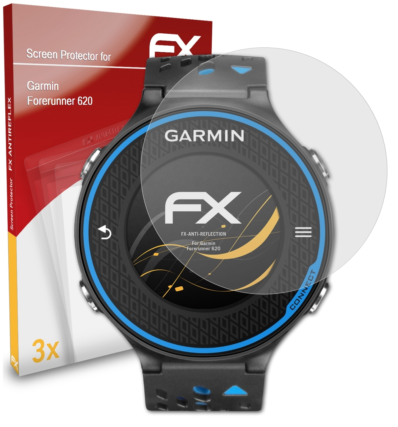 Forerunner 620) Garmin FX-Antireflex 3x Displayschutz(für ATFOLIX