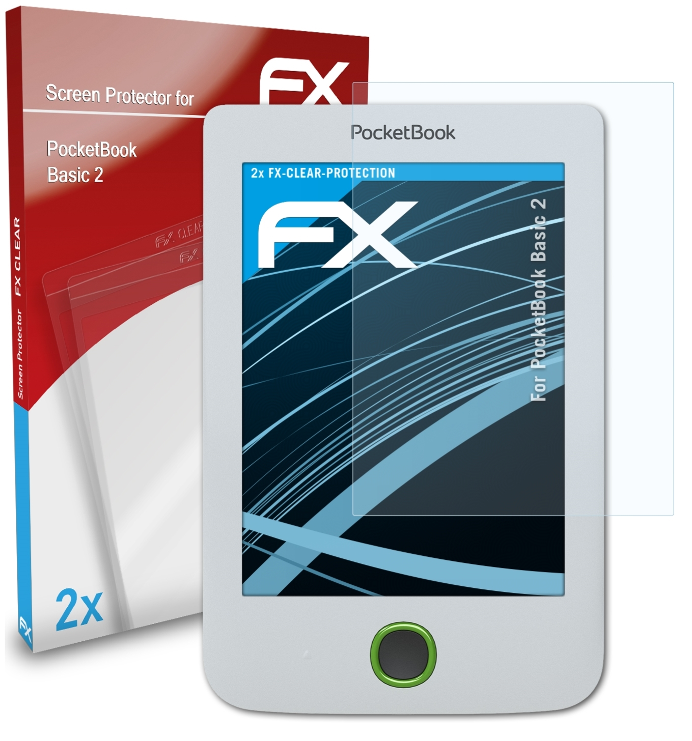 ATFOLIX 2x PocketBook 2) FX-Clear Basic Displayschutz(für