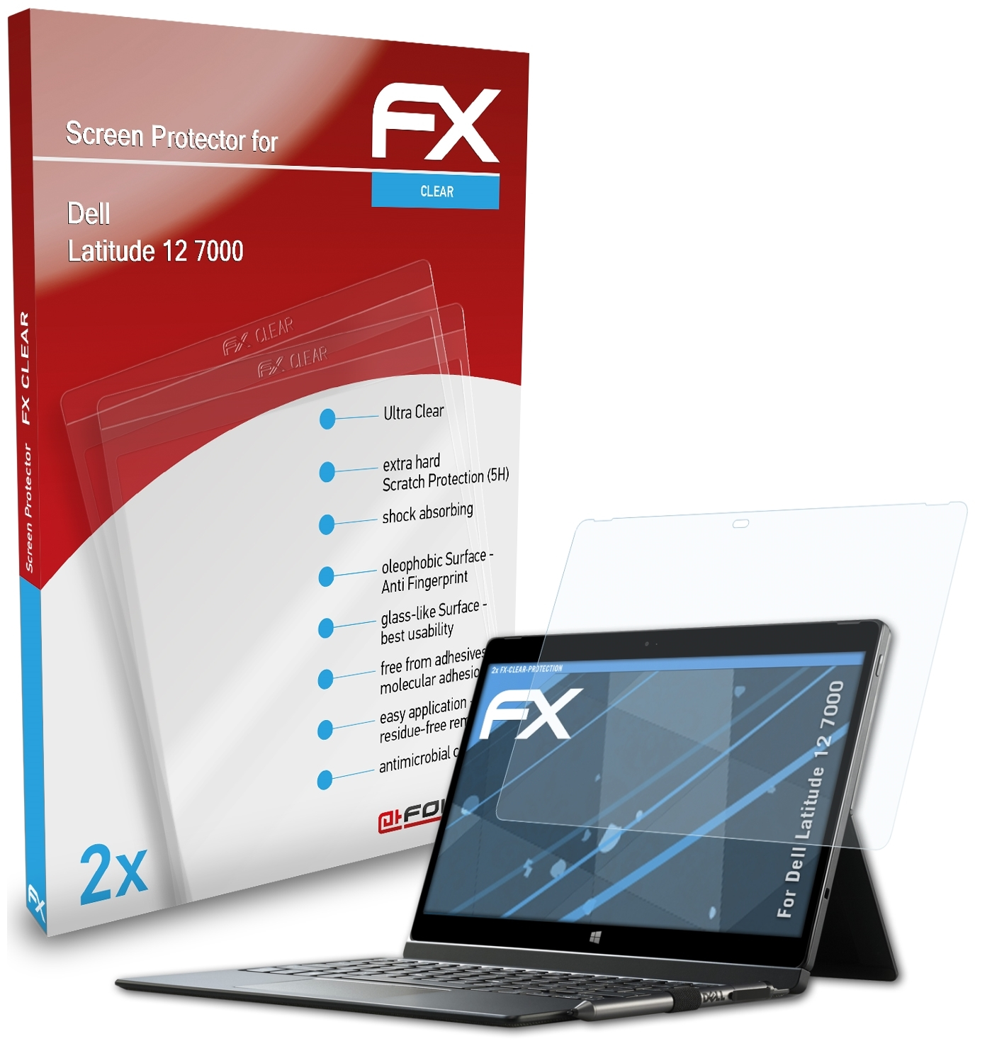 ATFOLIX 2x Displayschutz(für Latitude Dell 7000) FX-Clear 12