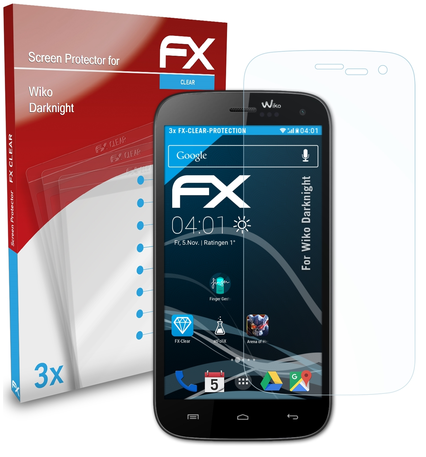 ATFOLIX 3x FX-Clear Displayschutz(für Wiko Darknight)