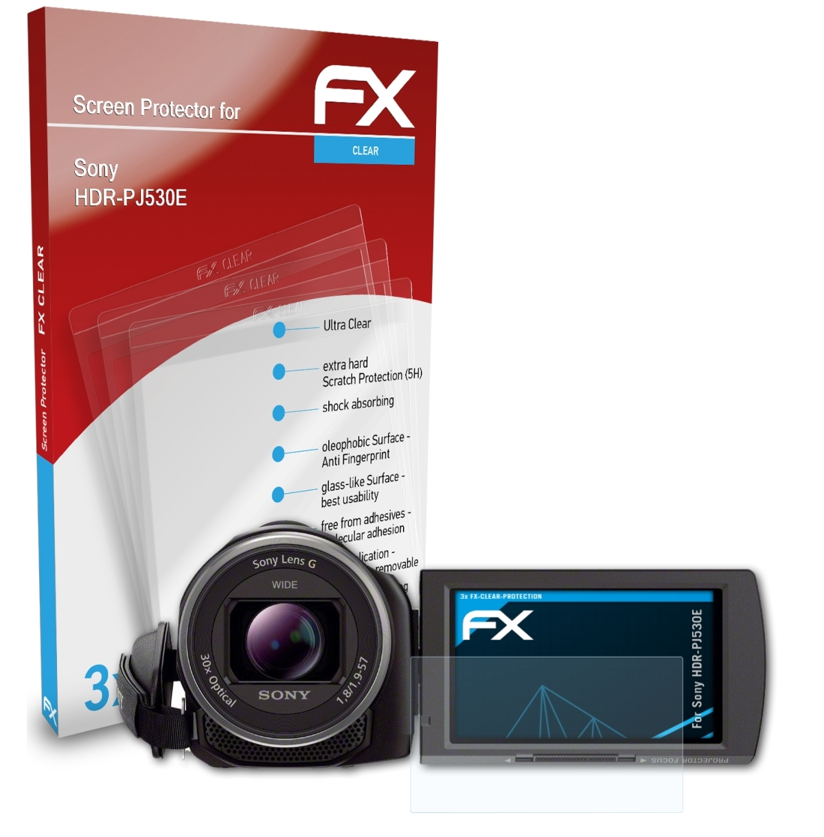 Sony ATFOLIX HDR-PJ530E) Displayschutz(für FX-Clear 3x