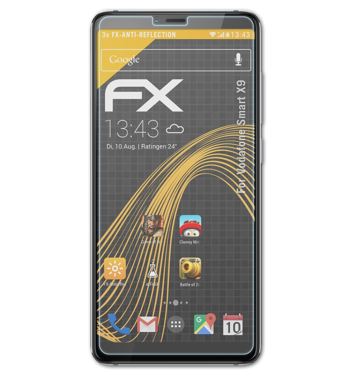 3x Displayschutz(für FX-Antireflex Vodafone ATFOLIX X9) Smart