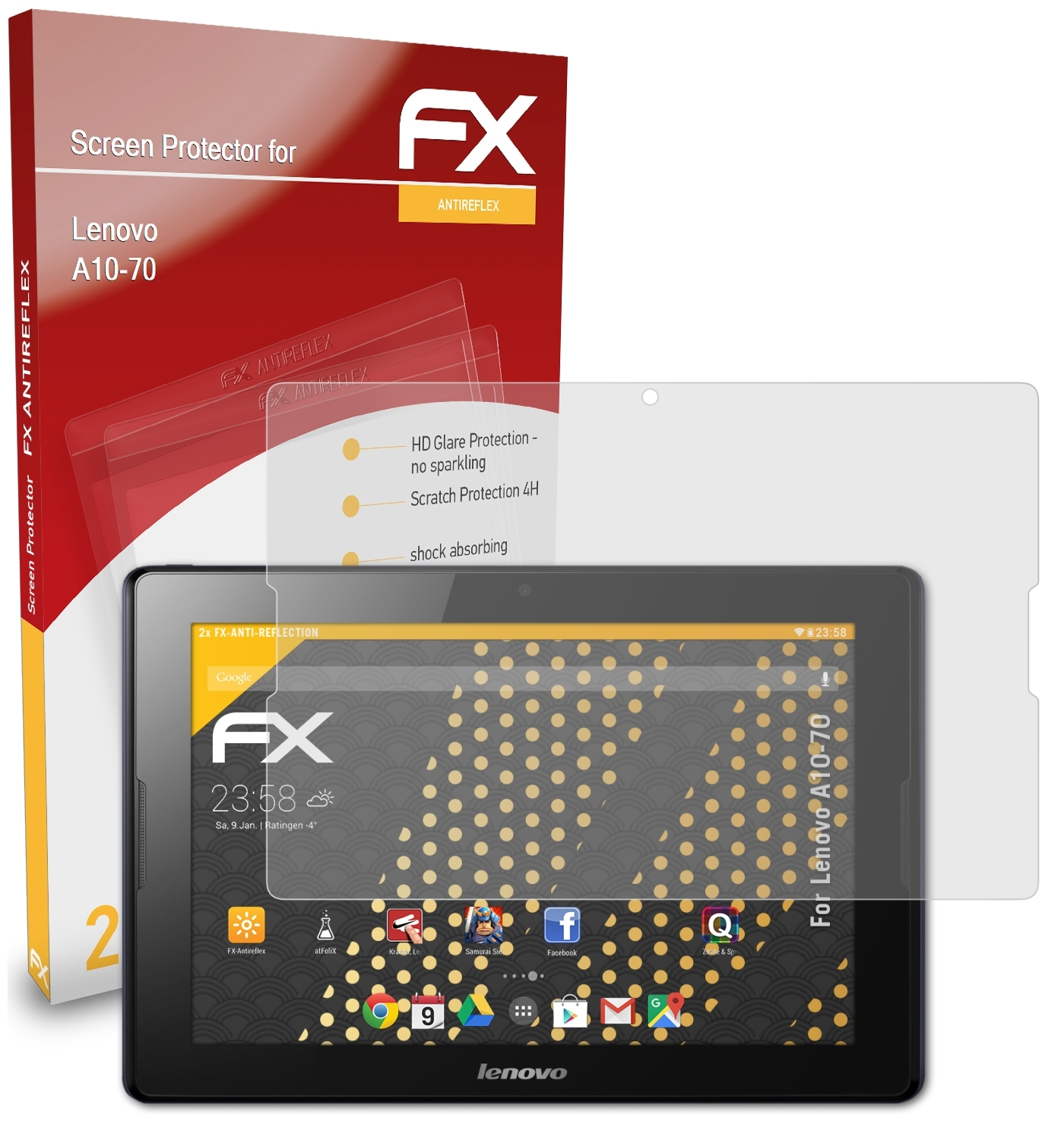 ATFOLIX Displayschutz(für A10-70) FX-Antireflex 2x Lenovo