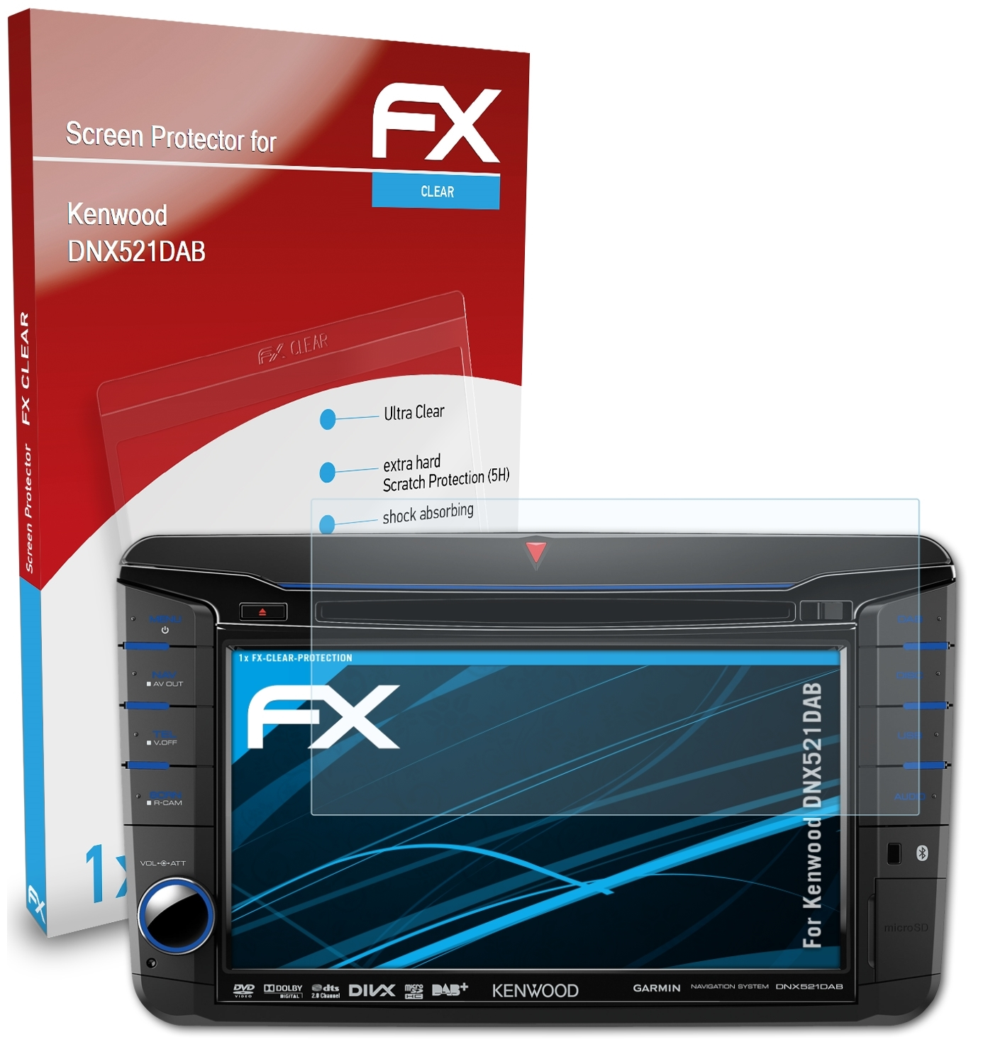 ATFOLIX FX-Clear Displayschutz(für Kenwood DNX521DAB)