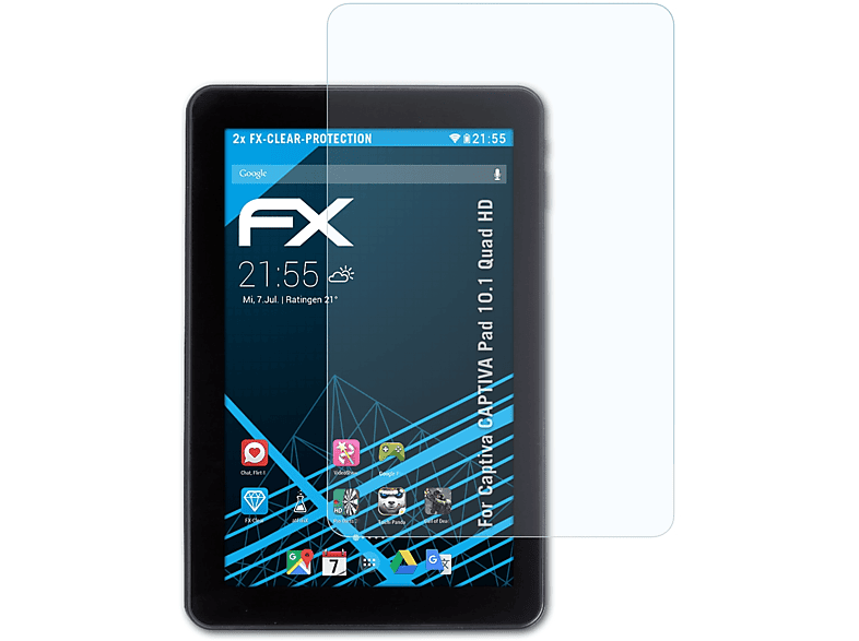 ATFOLIX 2x FX-Clear Displayschutz(für CAPTIVA HD) 10.1 Pad Quad Captiva
