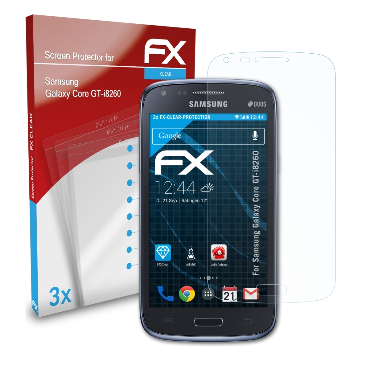 ATFOLIX 3x FX-Clear Samsung Displayschutz(für (GT-i8260)) Core Galaxy