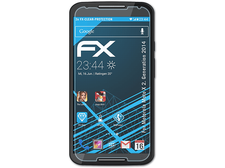 ATFOLIX 3x FX-Clear Displayschutz(für Motorola Generation X (2. 2014)) Moto