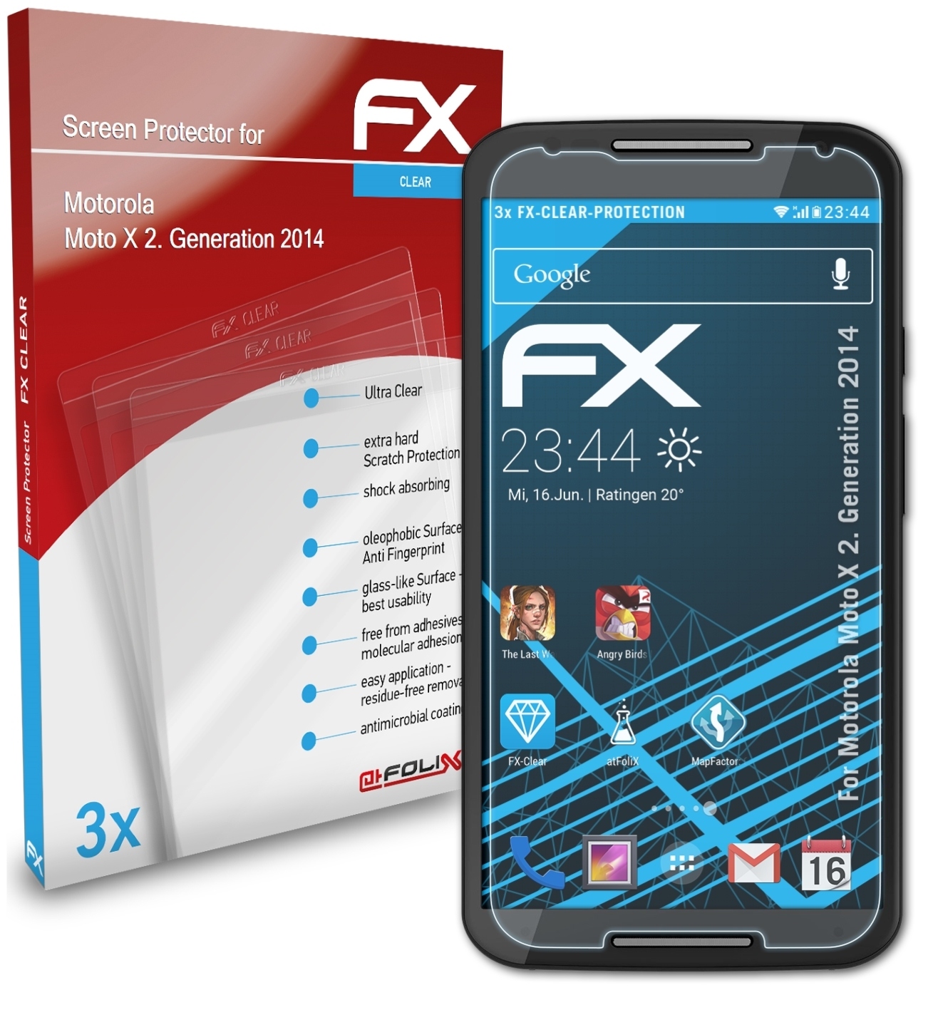 Motorola Displayschutz(für X Generation FX-Clear 2014)) 3x ATFOLIX Moto (2.
