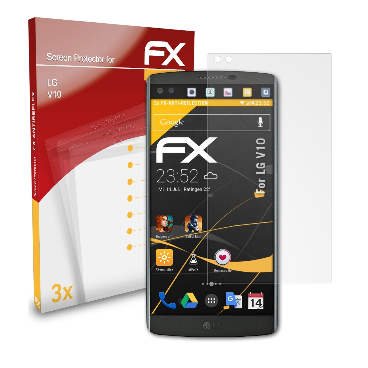 ATFOLIX 3x FX-Antireflex LG V10) Displayschutz(für
