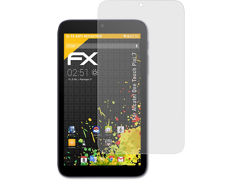 ATFOLIX 2x FX-Antireflex Displayschutz(für Alcatel One Touch Pixi 7)