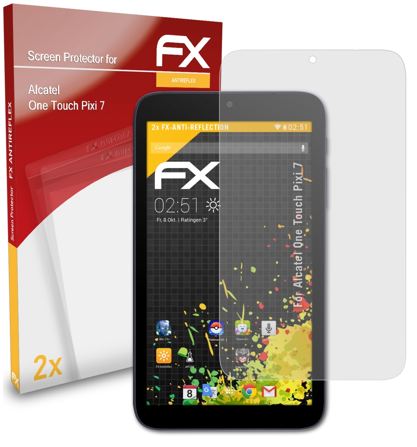 Touch One Pixi 2x 7) ATFOLIX Alcatel FX-Antireflex Displayschutz(für