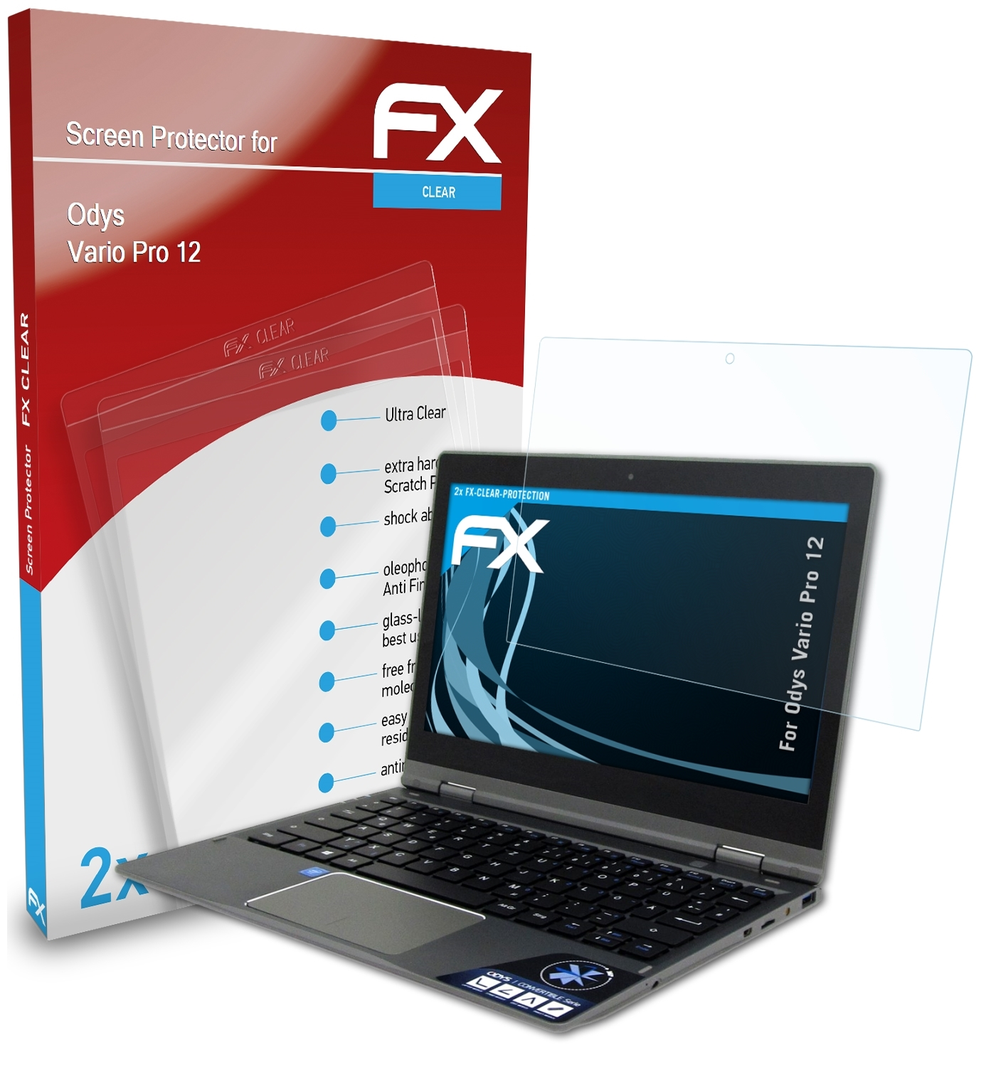 ATFOLIX FX-Clear 12) Vario 2x Displayschutz(für Odys Pro