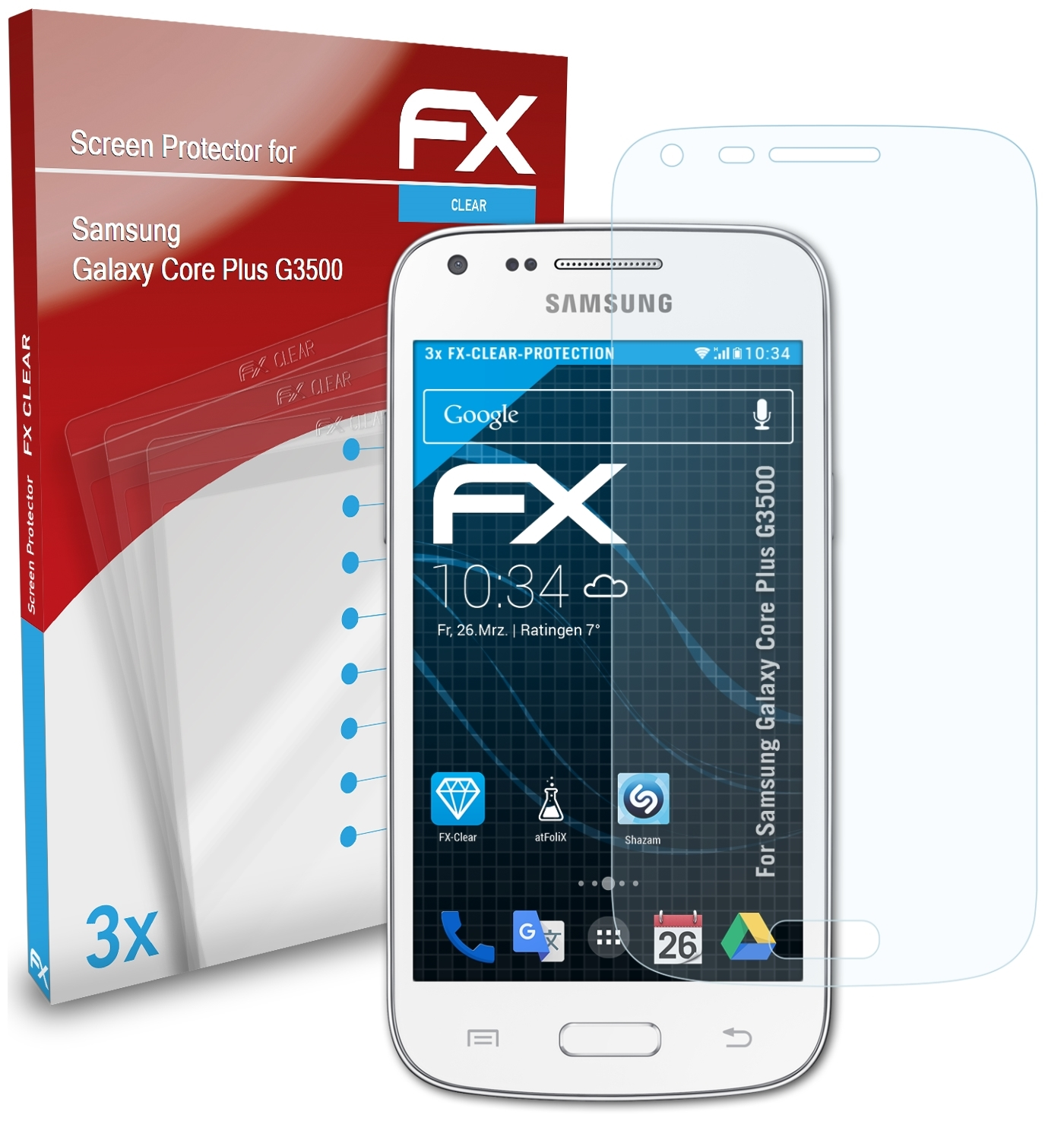 Core Samsung FX-Clear Plus Displayschutz(für G3500) ATFOLIX Galaxy 3x
