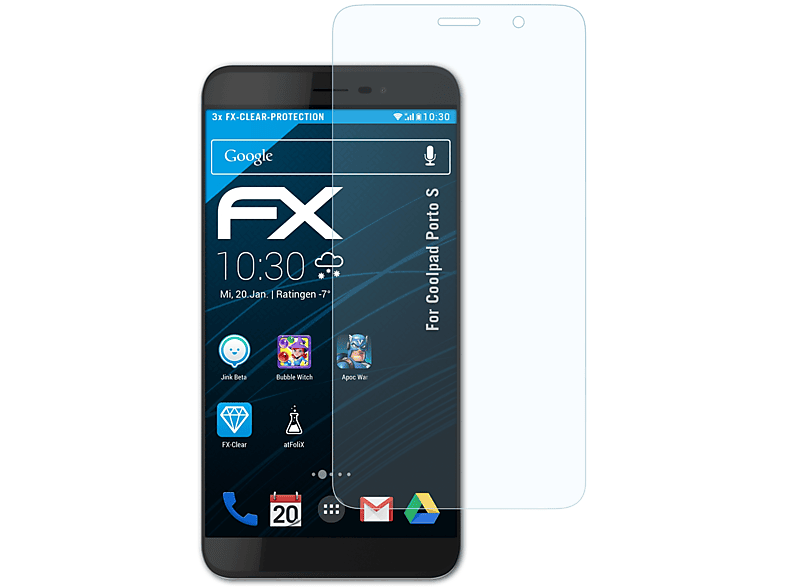 ATFOLIX 3x FX-Clear Displayschutz(für S) Porto Coolpad