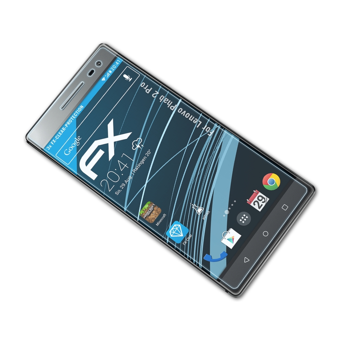 ATFOLIX 3x FX-Clear Displayschutz(für Lenovo Pro) 2 Phab