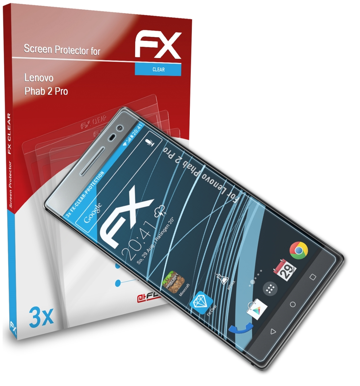 ATFOLIX 3x FX-Clear Lenovo Phab 2 Displayschutz(für Pro)