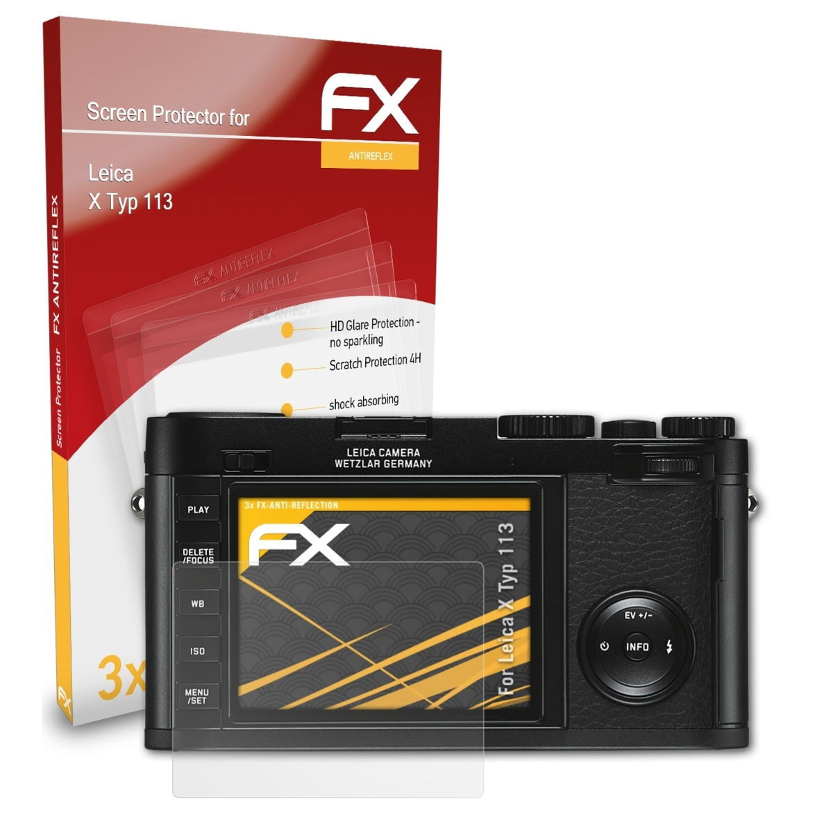 ATFOLIX 3x FX-Antireflex Displayschutz(für Leica X (Typ 113))