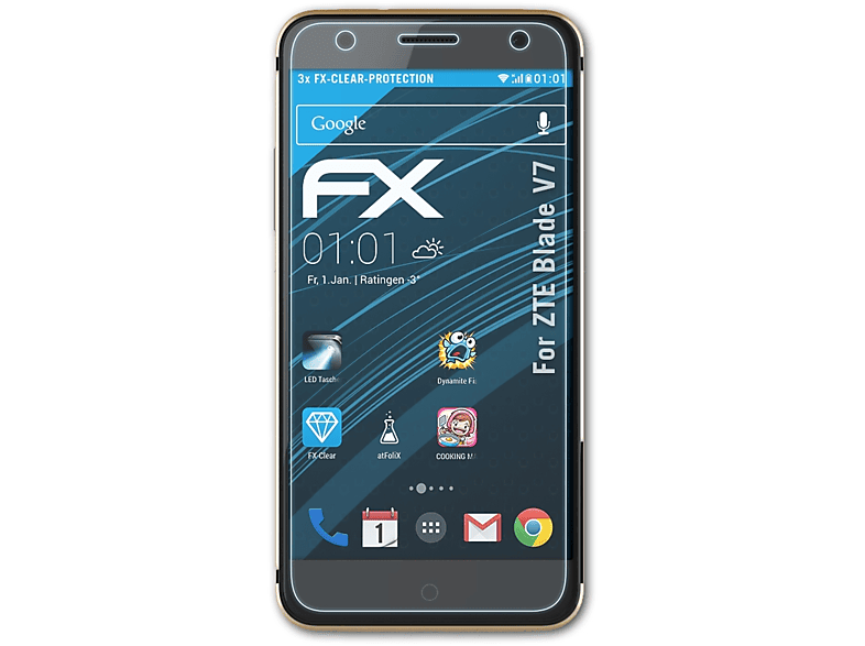 ATFOLIX 3x FX-Clear Displayschutz(für ZTE Blade V7)