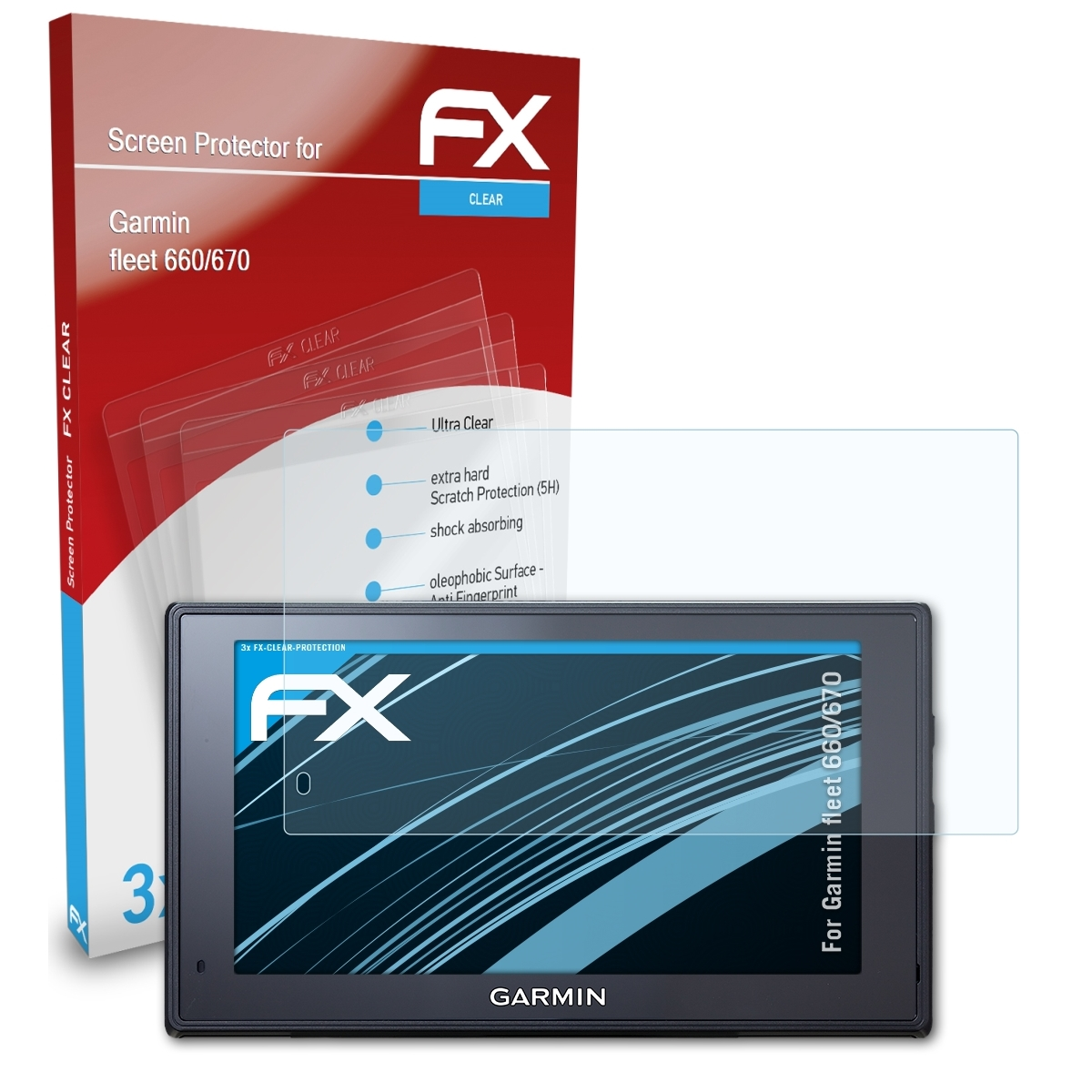 fleet FX-Clear Displayschutz(für ATFOLIX Garmin 3x 660/670)