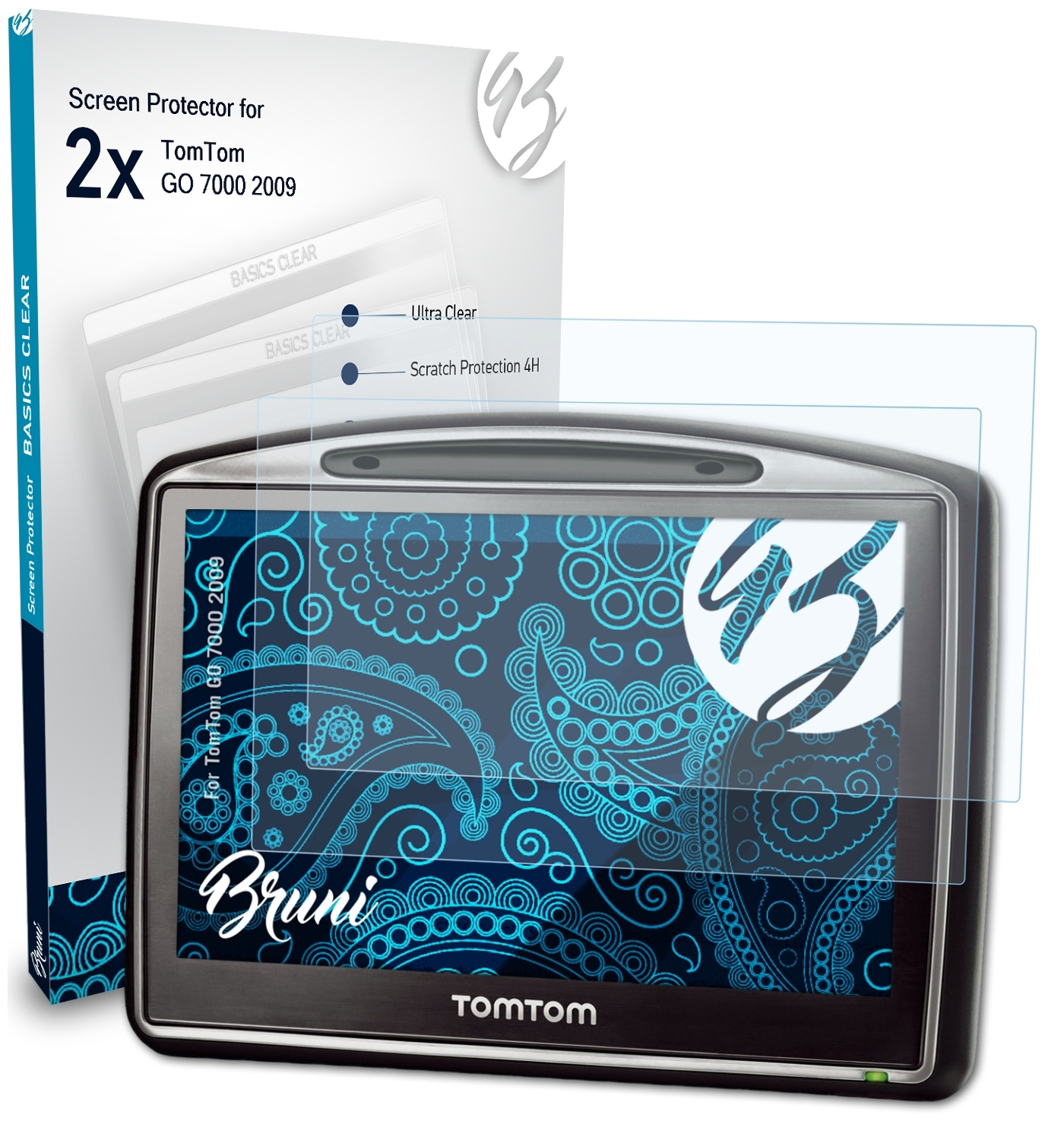 BRUNI 2x Basics-Clear GO (2009)) TomTom Schutzfolie(für 7000