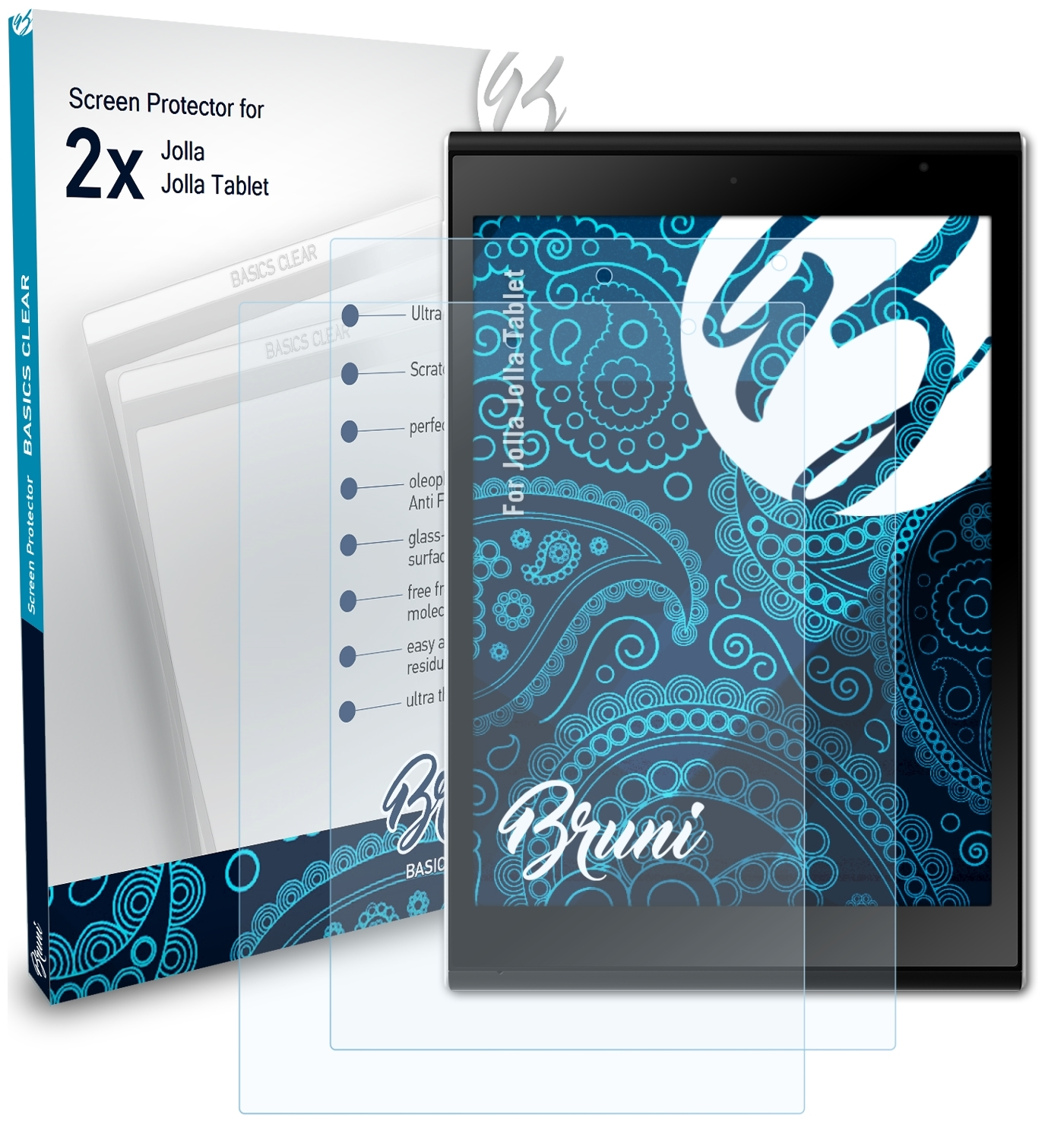 BRUNI 2x Basics-Clear Schutzfolie(für Jolla Tablet) Jolla