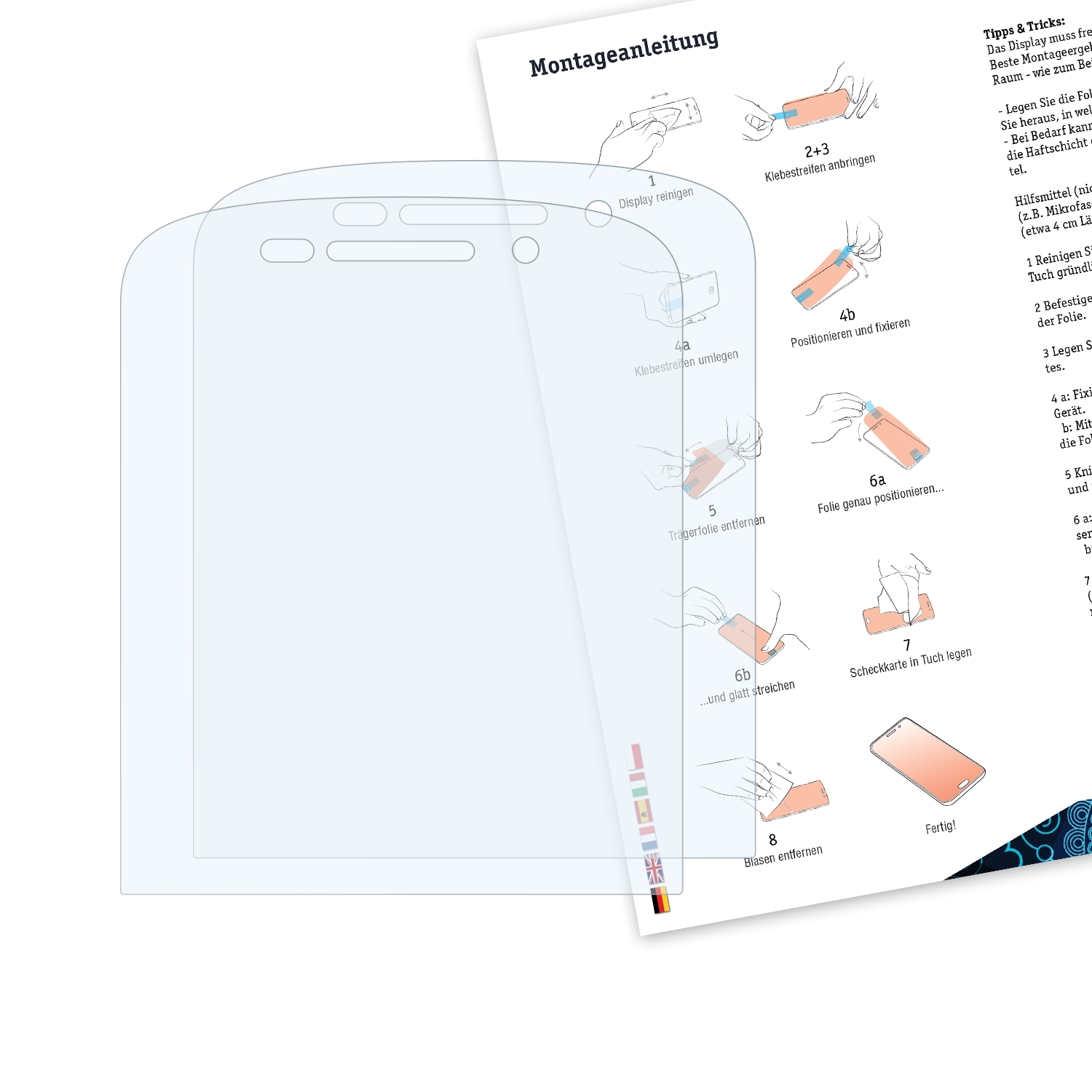 Q10) 2x BRUNI Blackberry Schutzfolie(für Basics-Clear