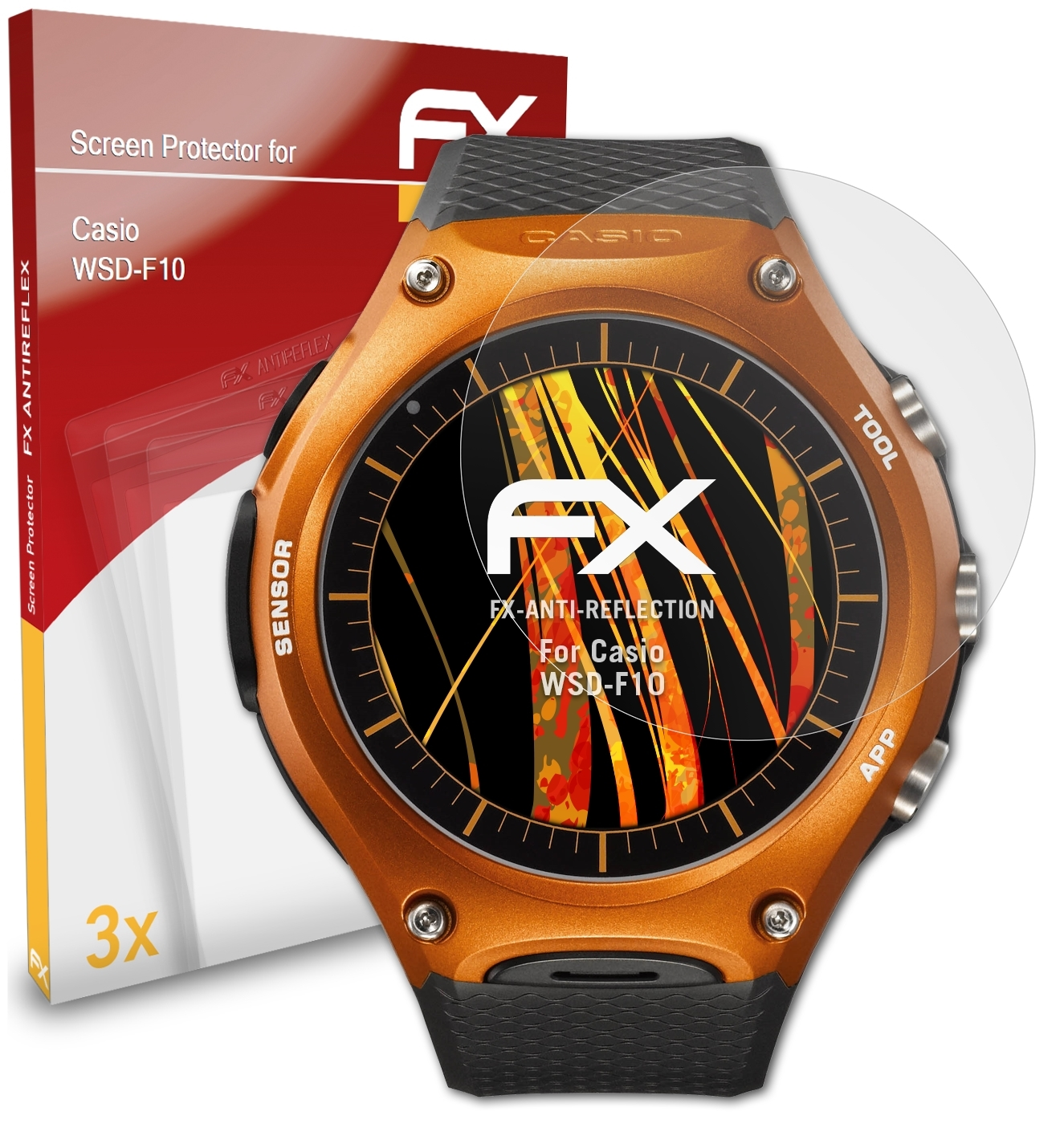 ATFOLIX 3x FX-Antireflex Displayschutz(für Casio WSD-F10)