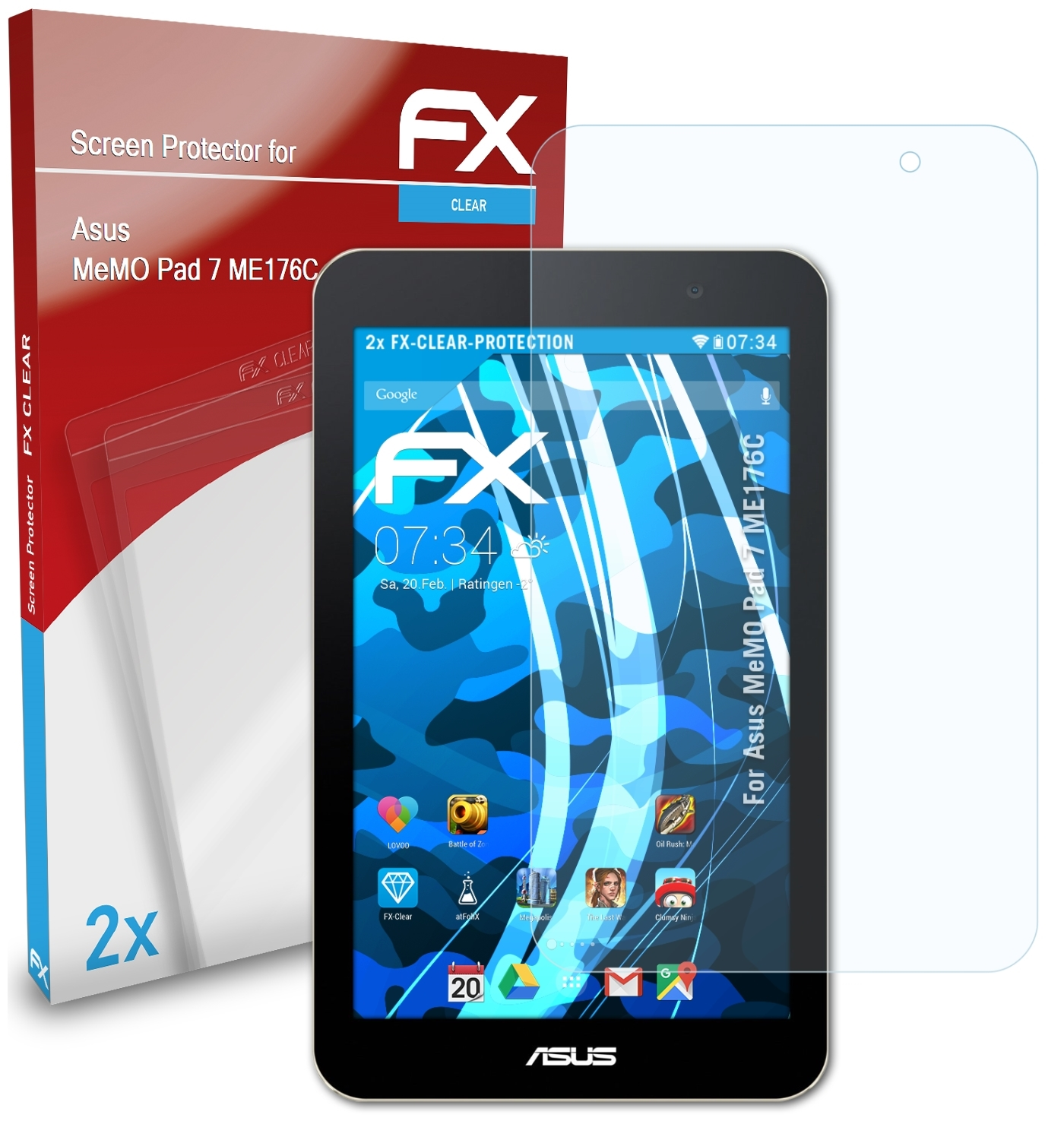 ATFOLIX 2x FX-Clear Displayschutz(für MeMO 7 Asus Pad (ME176C))