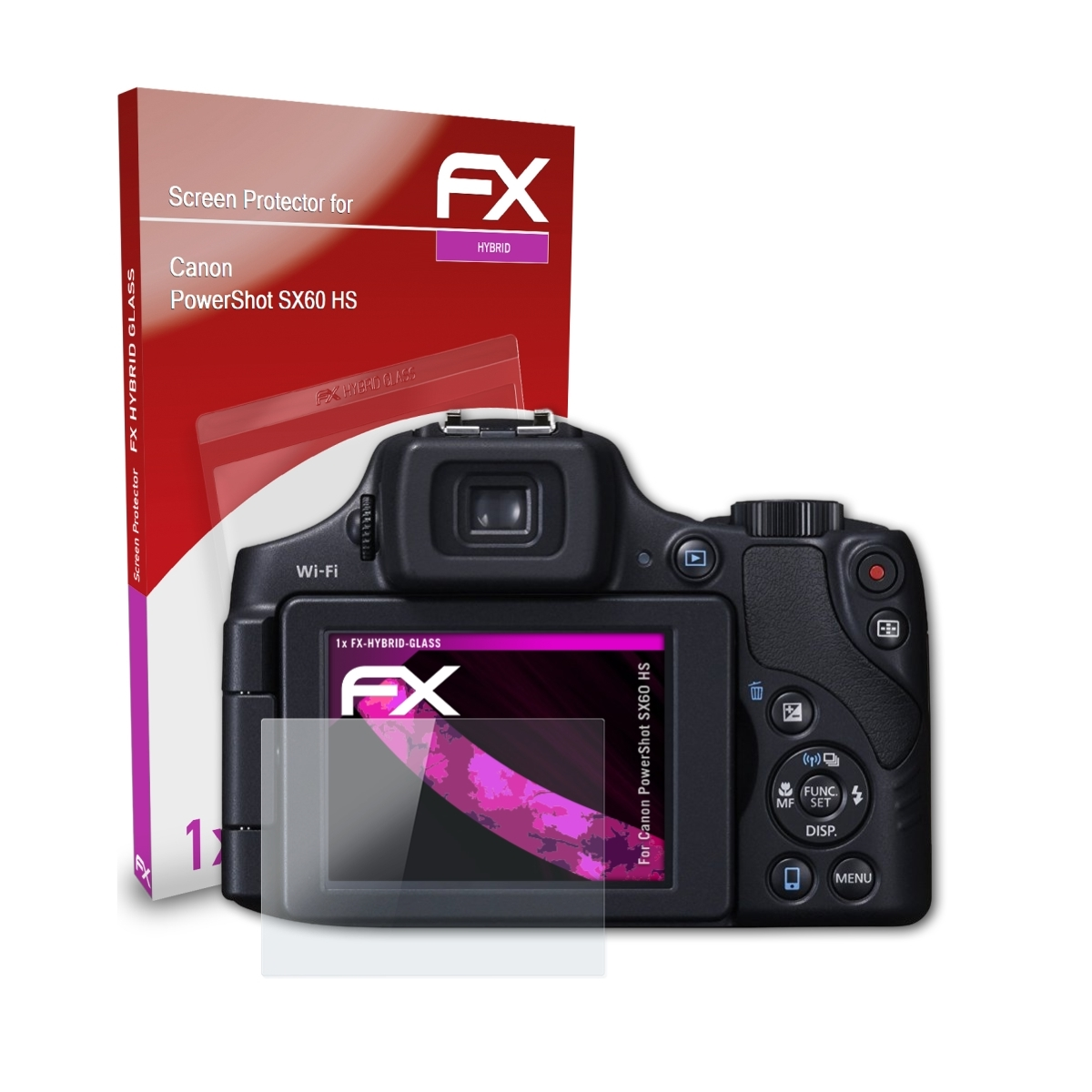PowerShot Canon HS) Schutzglas(für SX60 ATFOLIX FX-Hybrid-Glass
