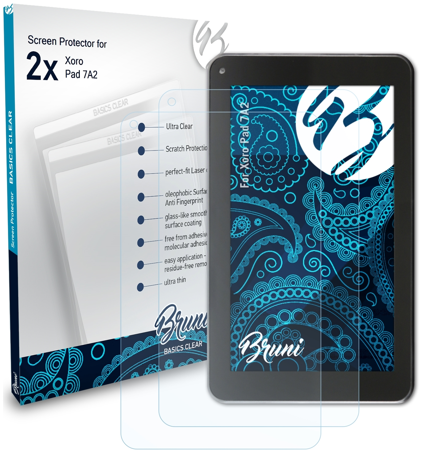 BRUNI 2x Basics-Clear Schutzfolie(für 7A2) Xoro Pad