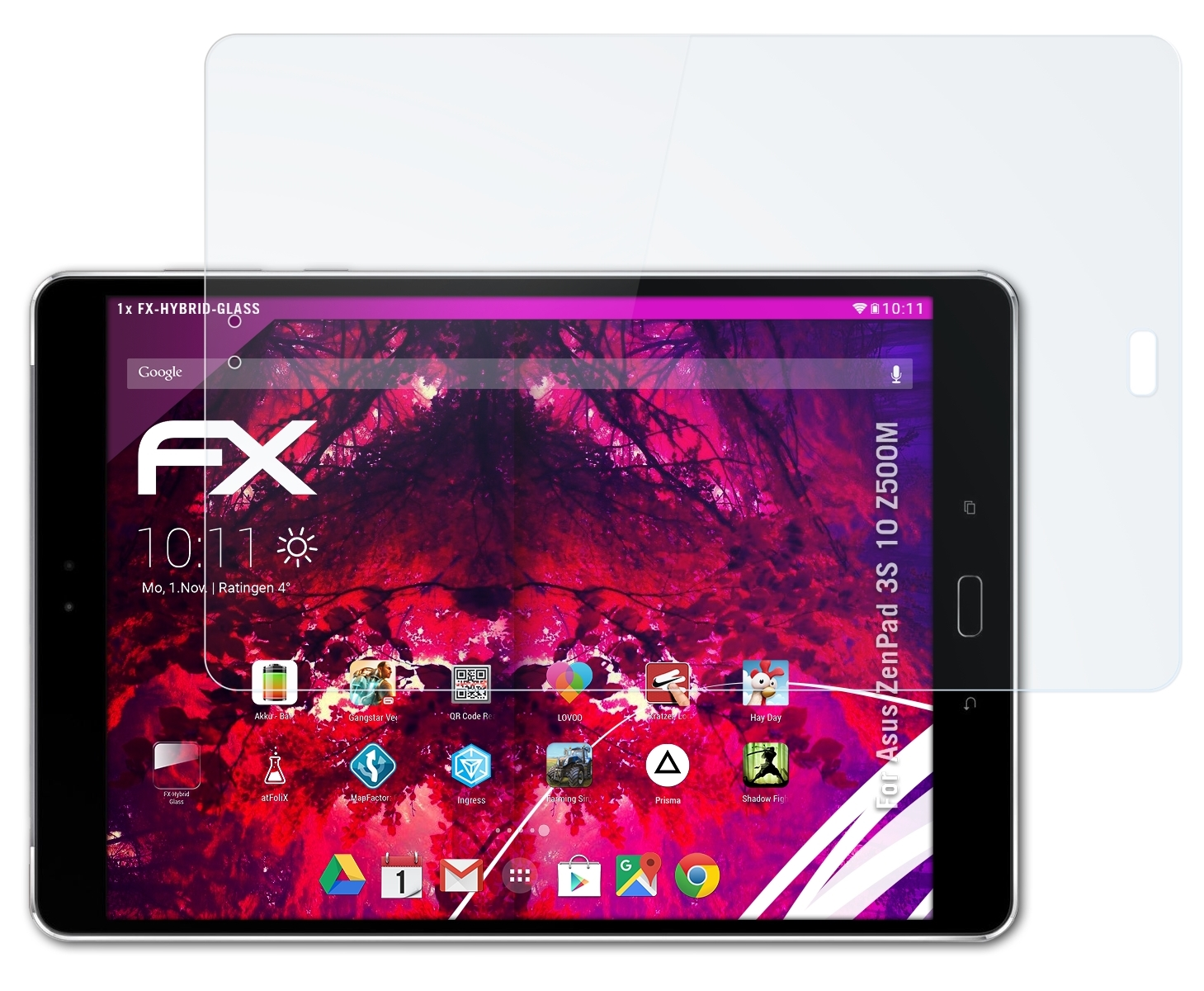 ATFOLIX FX-Hybrid-Glass Schutzglas(für (Z500M)) Asus ZenPad 3S 10