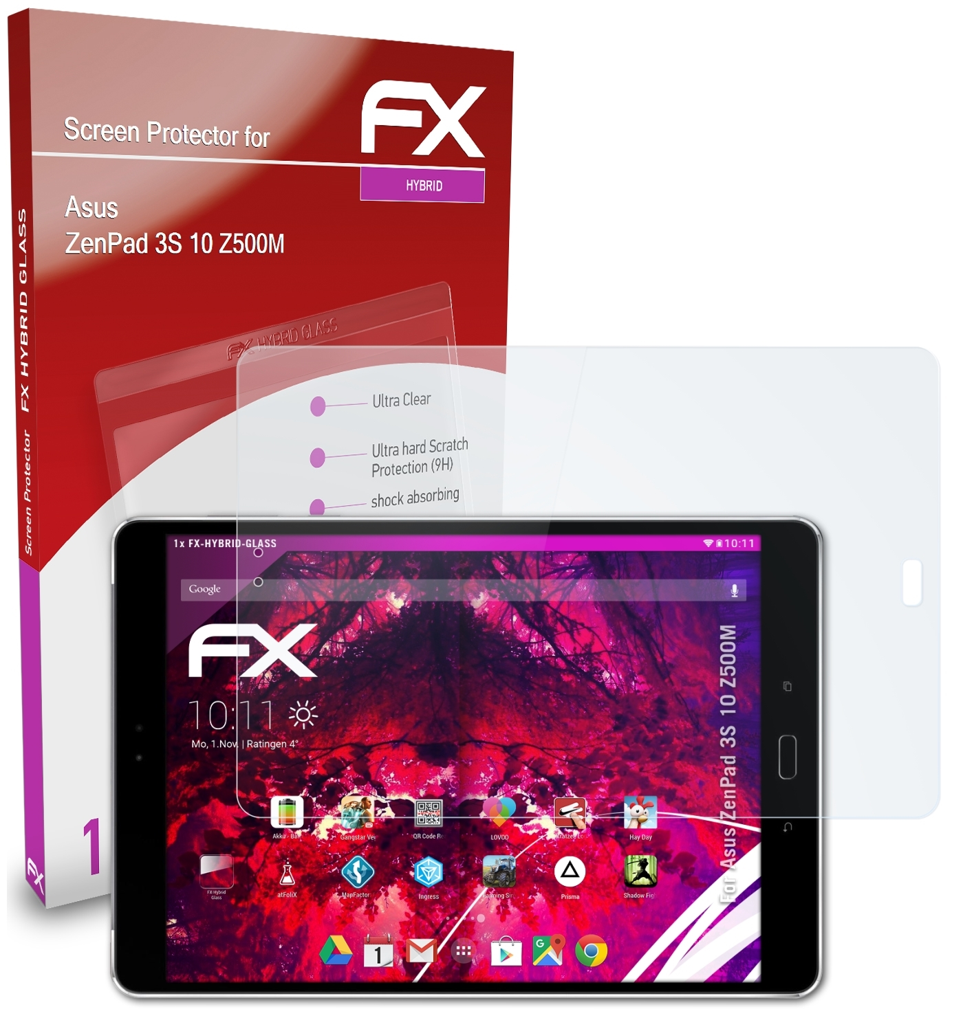 ATFOLIX FX-Hybrid-Glass ZenPad (Z500M)) Schutzglas(für Asus 10 3S