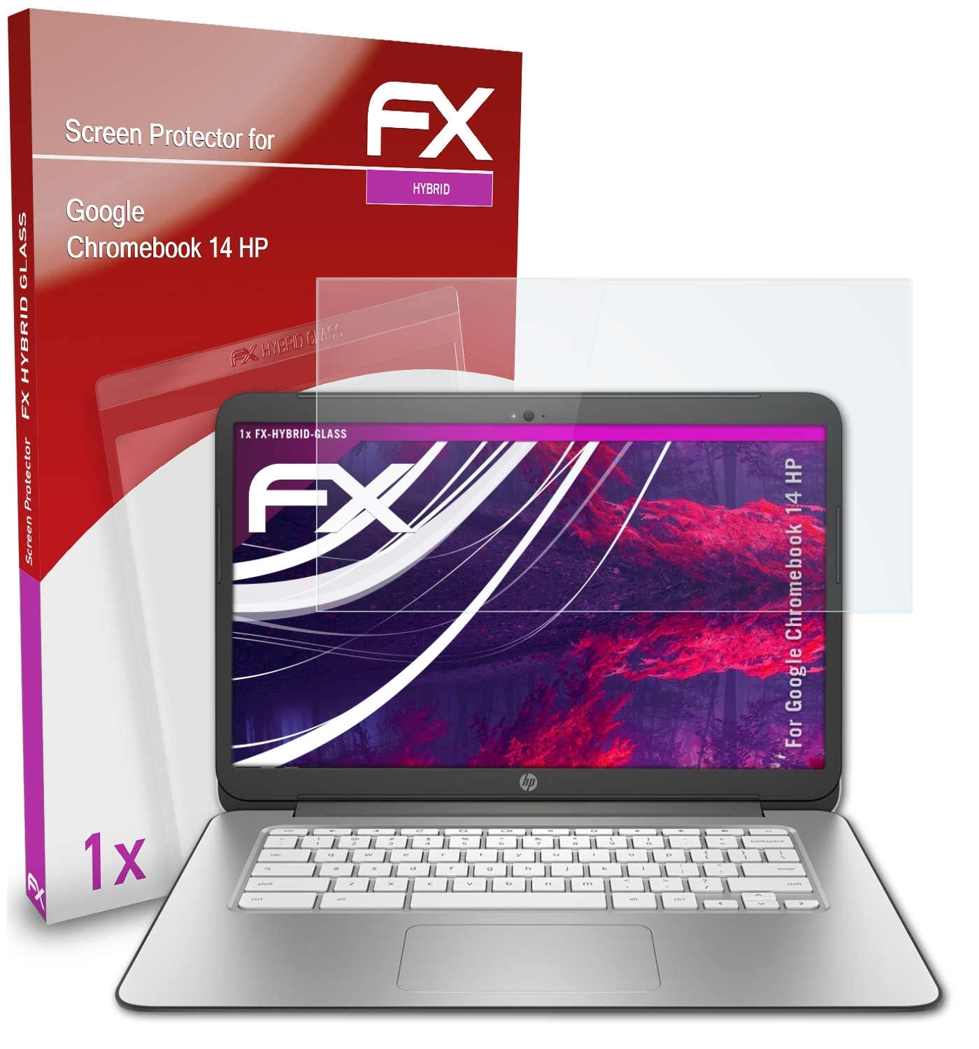 (HP)) FX-Hybrid-Glass Google Chromebook ATFOLIX 14 Schutzglas(für