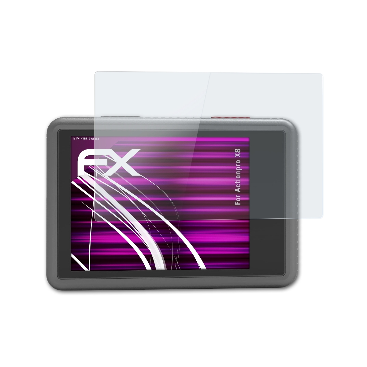 ATFOLIX FX-Hybrid-Glass X8) Actionpro Schutzglas(für